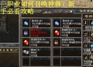 三职业如何召唤神兽？新手必看攻略