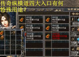 传奇纵横道四大入口有何特殊用途？